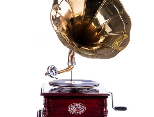 Nostalgisches Grammophon, 4 eckig mit Mechanischem Motor - NEU