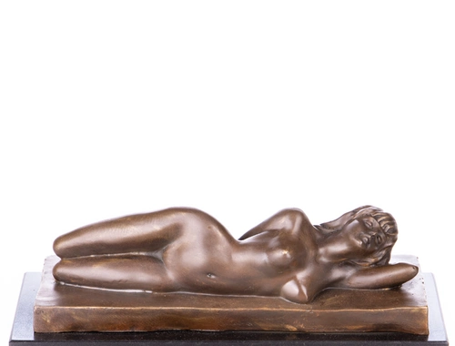 erotische Bronzefigur Liegender Weiblicher Akt - Neu 12cm Hoch
