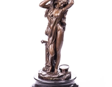 Bronzefigur Griechischer Akt badende Frau -Neu