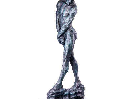 Bronzefigur männlicher Akt mit grüner Patina - Neu