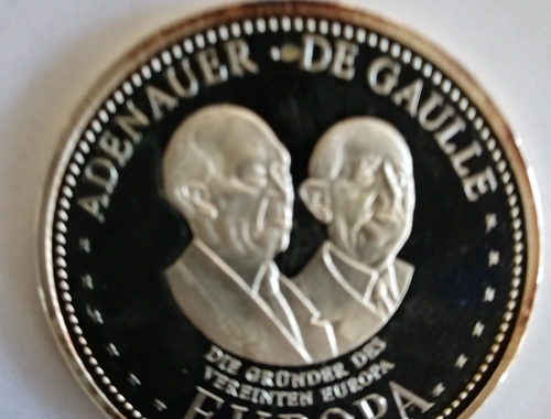 Silbermedaille ADENAUER DE GAULLE Europäische Union 999er