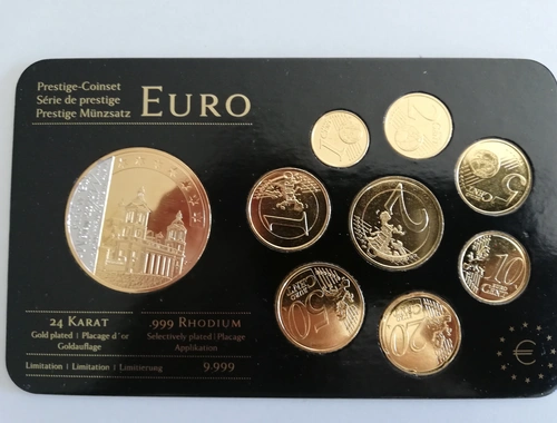 Malta Euro Prestige-Coinset, Gold & Rhodium, 24 Karat Goldauflage