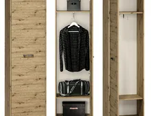 Eintüriger Kleiderschrank NEVIO 01 - 55 cm mit Kleiderstange und zwei Regalfächer