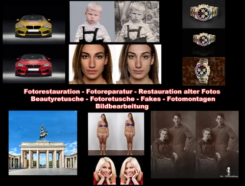 Fotobearbeitung Fotorestauration Fotomontagen Fakes Beautyretusche Logos ....