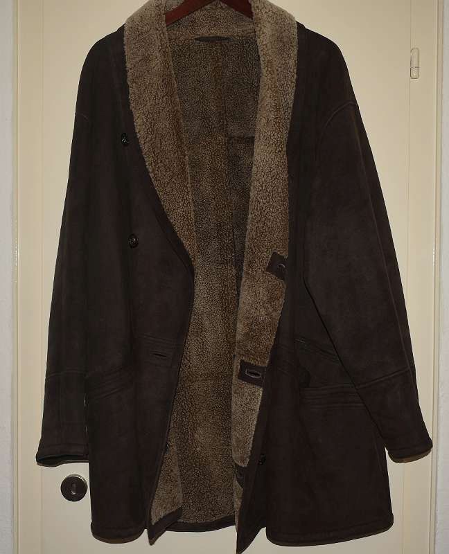 Wildledermantel mit Lammfell geschoren Größe 56