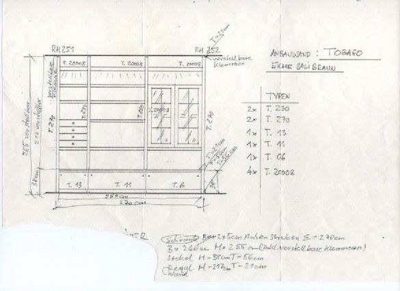 Schrankwand aus Eichenholz von 1990