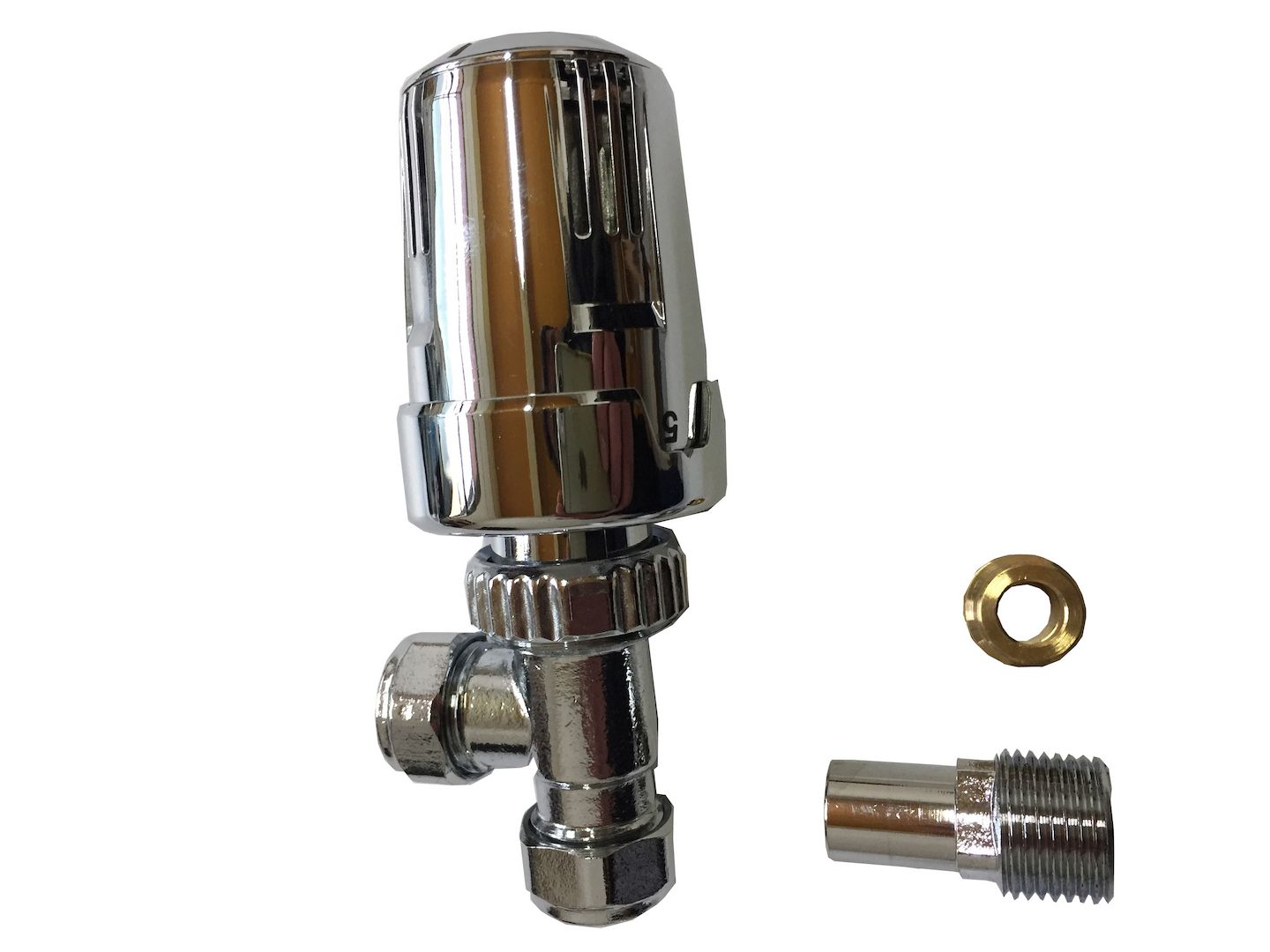 Thermostat Ventil ,1 x Thermostatkopf Chrom oder Weiß, 1 x Ventil-Unterteil