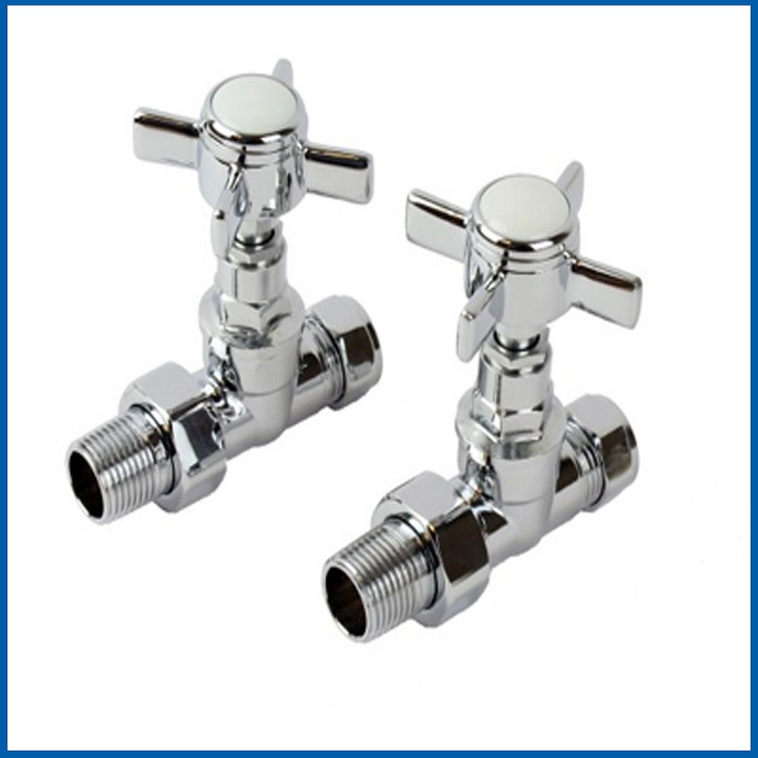 Regelventil CROSS HEAD für Badheizkörper 2 ér Pack  Chrom Ventil