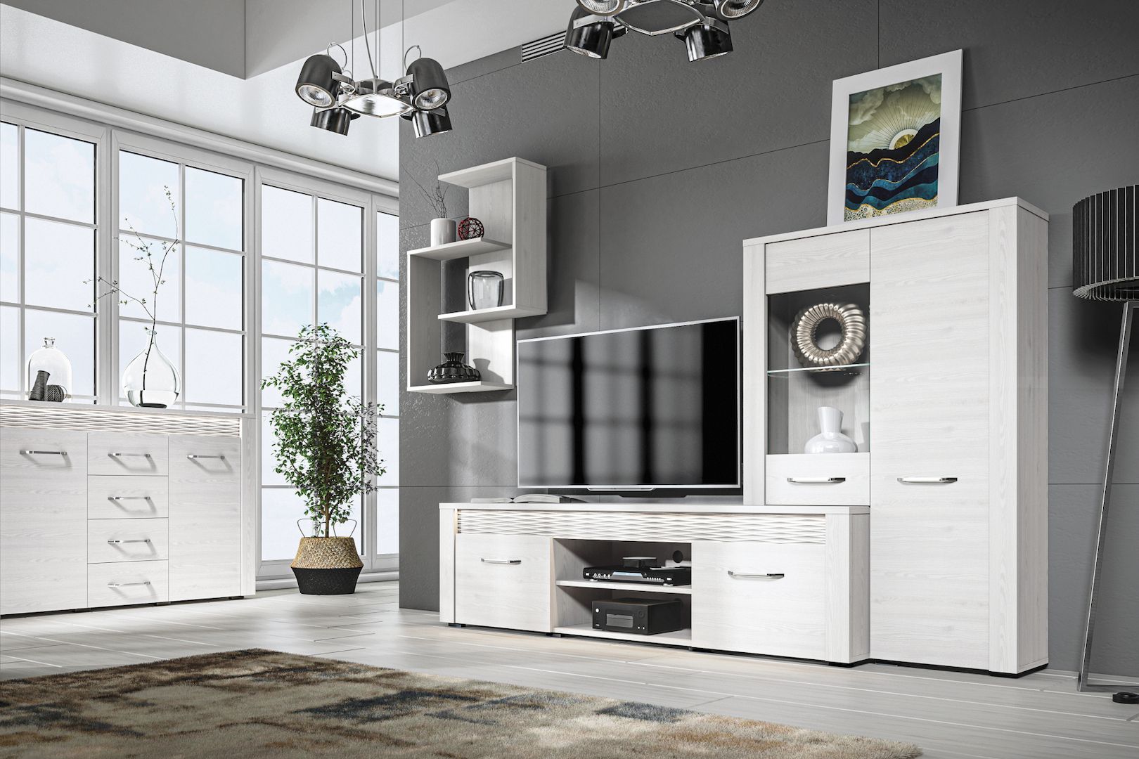 Zweitüriger Kleiderschrank mit Fächer CLERMONT 02 laminierte Platte Breite 55cm