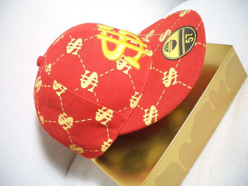 Dollar Cap Mütze Hip Hop Cap Player rot+gelb Top