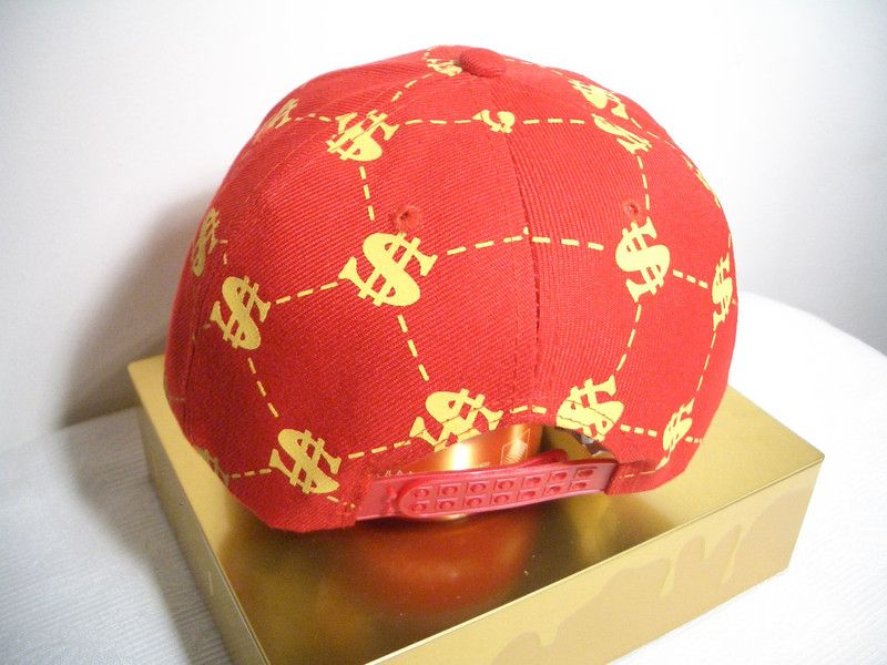 Dollar Cap Mütze Hip Hop Cap Player rot+gelb Top