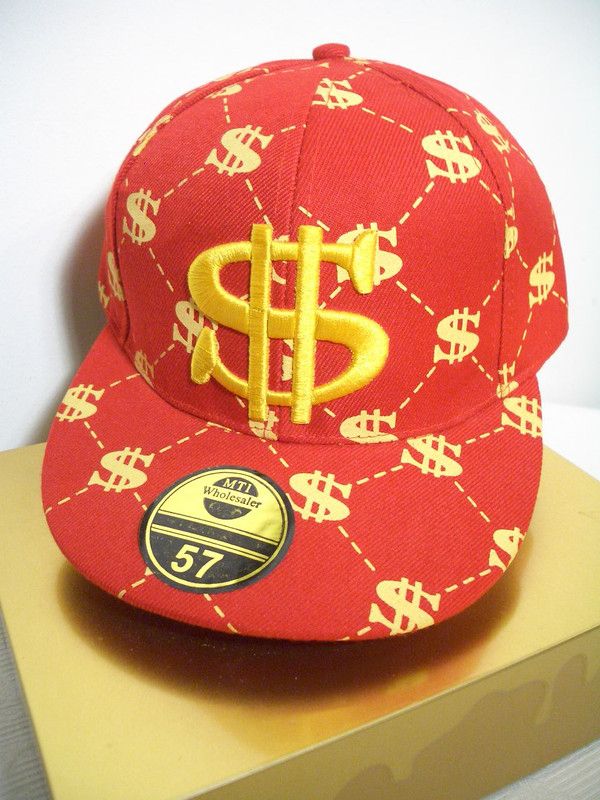 Dollar Cap Mütze Hip Hop Cap Player rot+gelb Top