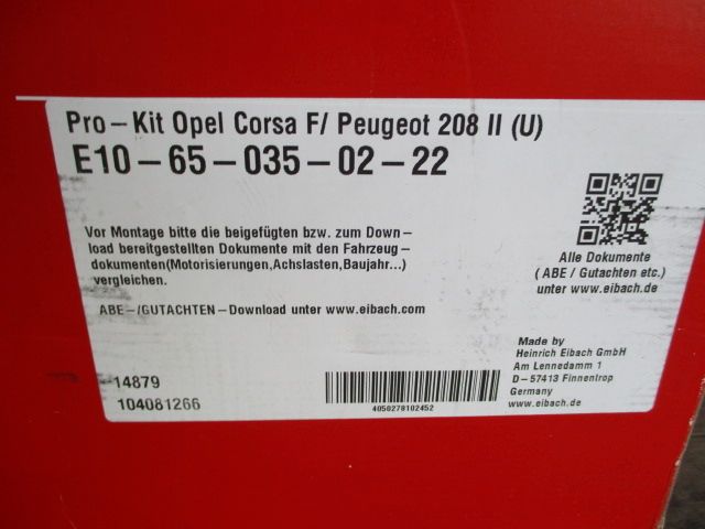 Opel Corsa F Tieferlegungsfedern  Eibach Pro-Kit