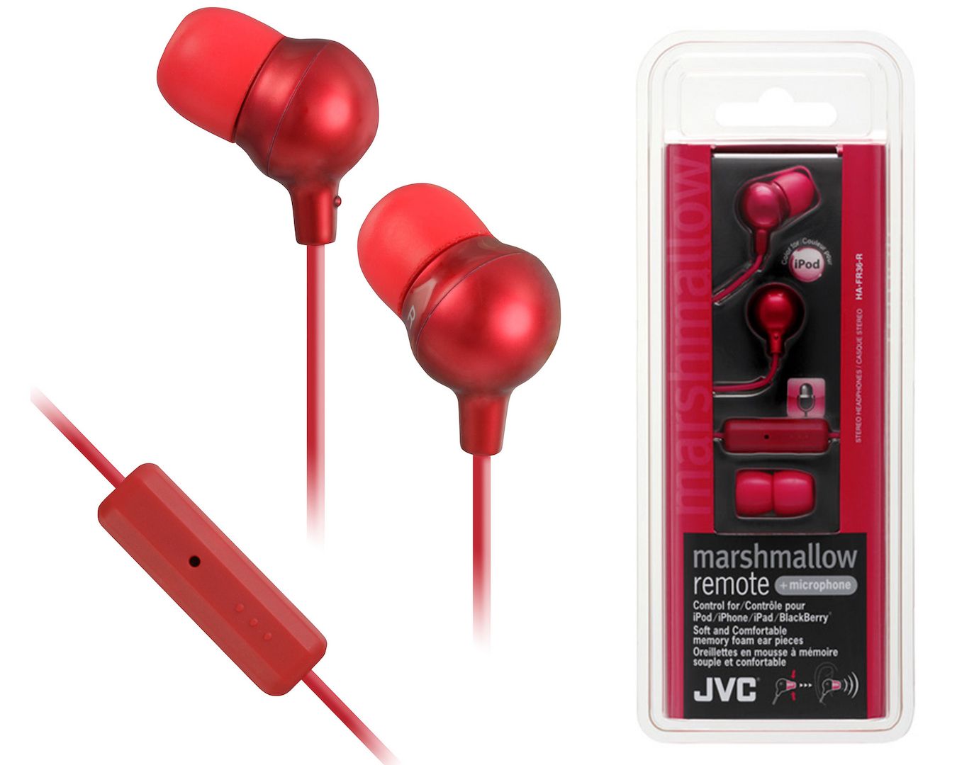 NEU ⭐ JVC HA-FR36-R 💕 Head-Set - InEar - Marshmallow Remote + Microphone 🌼 iPod iPhone iPad NEU