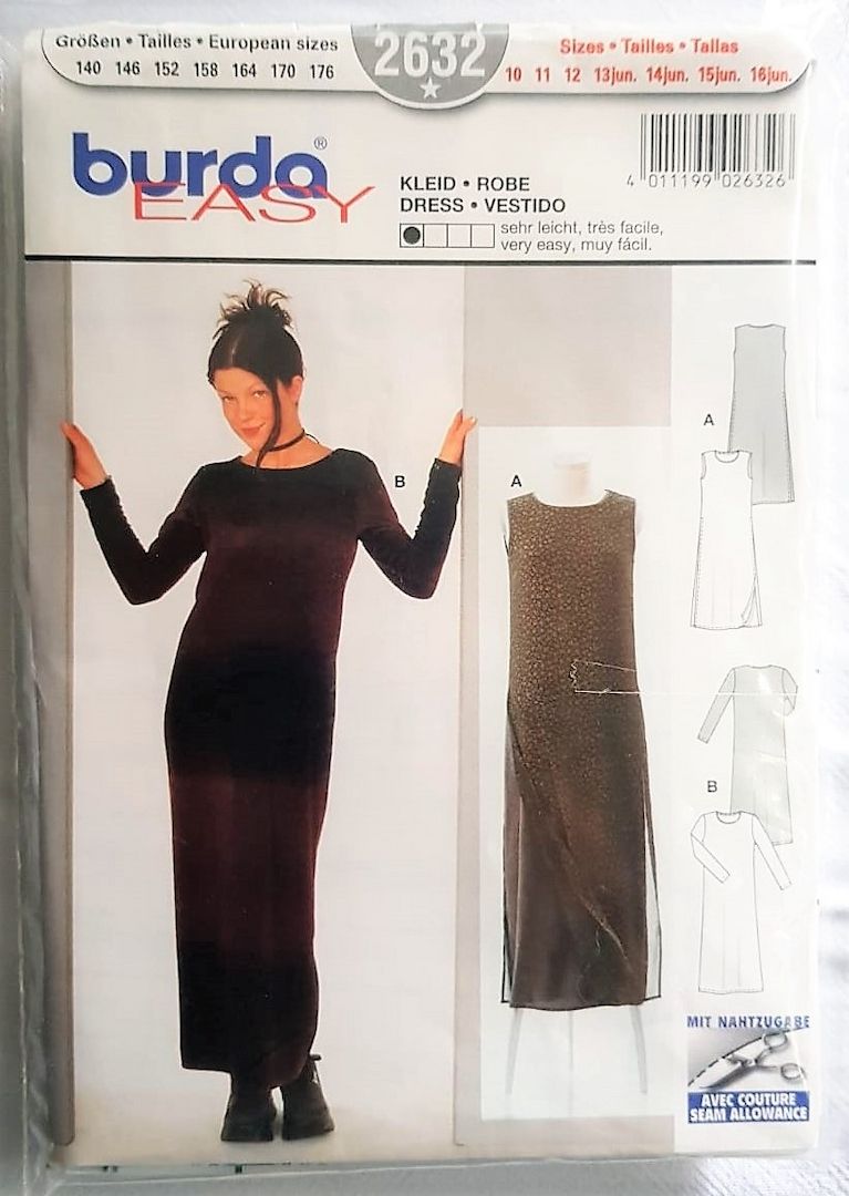 Burda Schnittmuster 2632 ❤️ 1x gebraucht! ⭐ Mädchen Kleid lang Gr 140 - 176