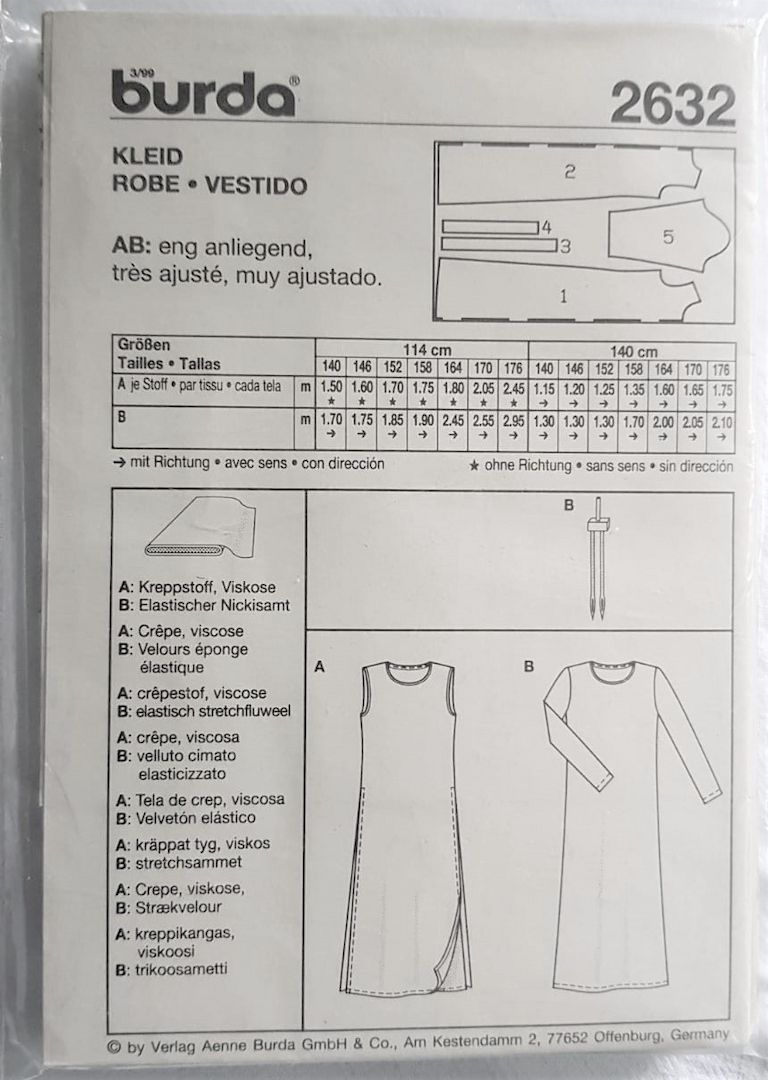 Burda Schnittmuster 2632 ❤️ 1x gebraucht! ⭐ Mädchen Kleid lang Gr 140 - 176