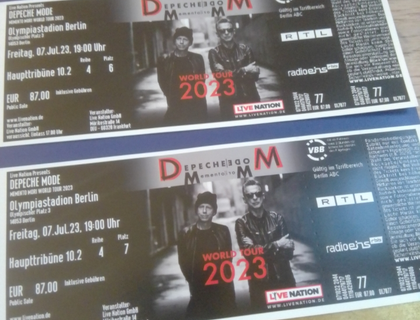 2 Depeche Mode Karten 7.7.23 Berliner Olympiastadion