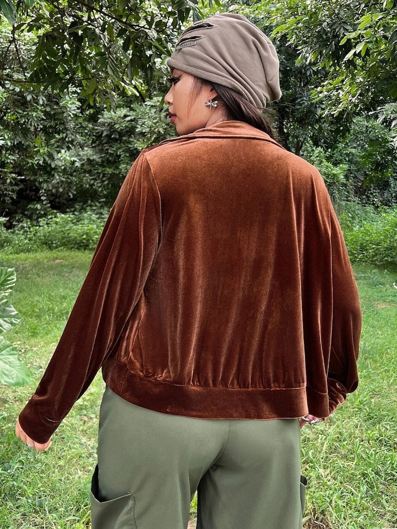 Samt Jacke mit Buchstaben Grafik Gr 4XL