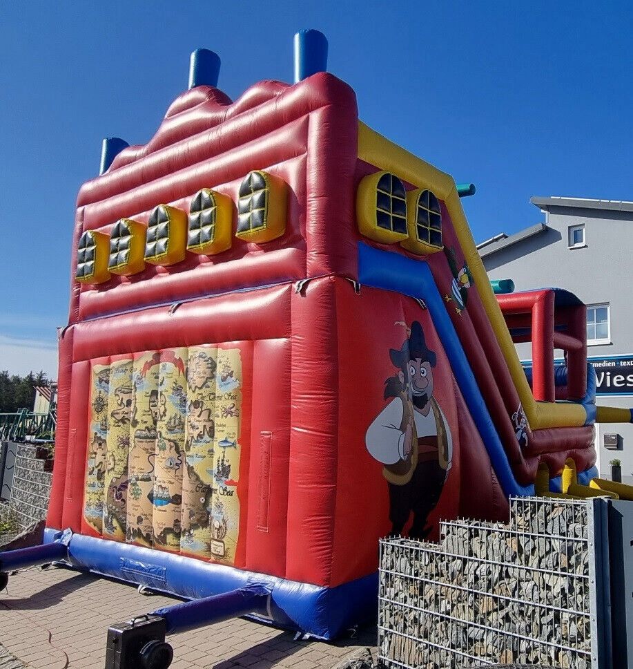 Riesige Gebrauchte Hüpfburg Piratenschiff 10x7m Springburg Riesenrutsche Castle