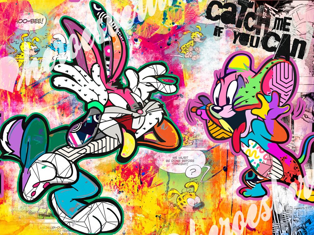 Leinwand Urban Pop Art Bild Kunst ->Bugs Jerry BOO Streetart berlin