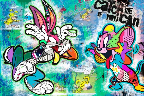 Leinwand Urban Pop Art Bild Kunst ->Bugs Jerry BOO Streetart berlin