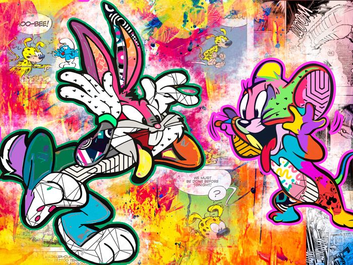 Leinwand Urban Pop Art Bild Kunst ->Bugs Jerry BOO Streetart berlin