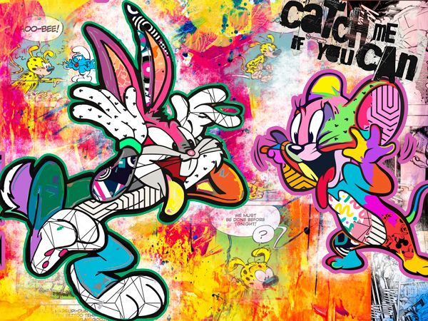 Leinwand Urban Pop Art Bild Kunst ->Bugs Jerry BOO Streetart berlin