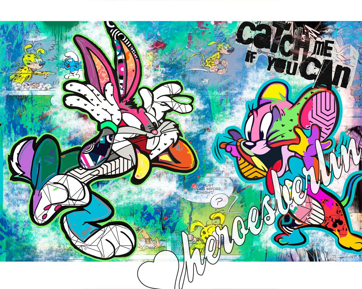 Leinwand Urban Pop Art Bild Kunst ->Bugs Jerry BOO Streetart berlin