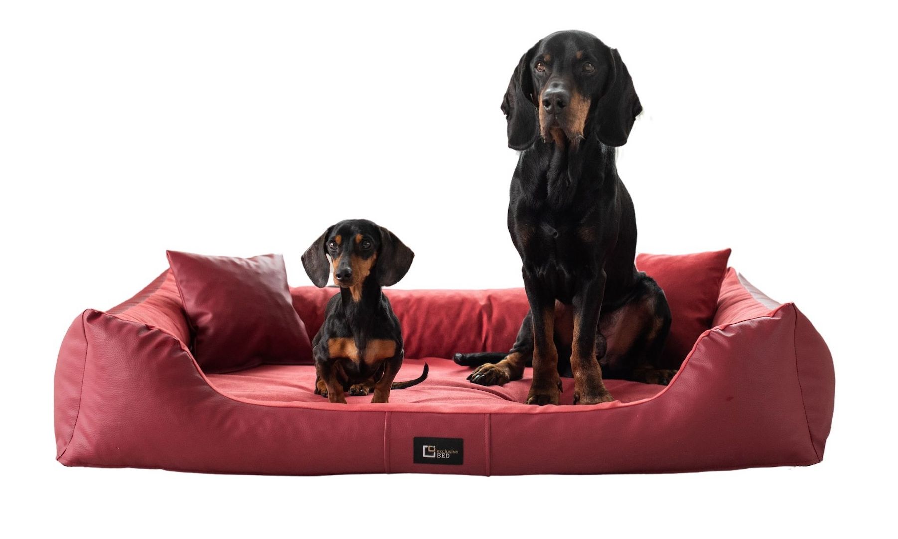 Eden orthopädisches Hundebett in Größe160x110 cm weinrot aus Öko-Leder + Alcantara