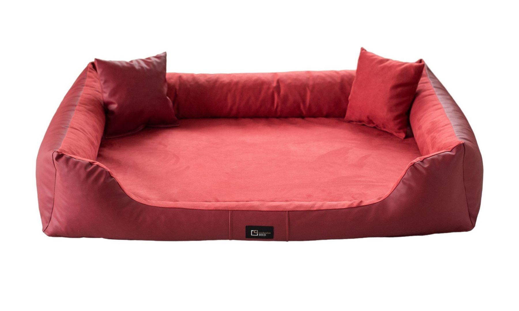 Eden orthopädisches Hundebett in Größe160x110 cm weinrot aus Öko-Leder + Alcantara
