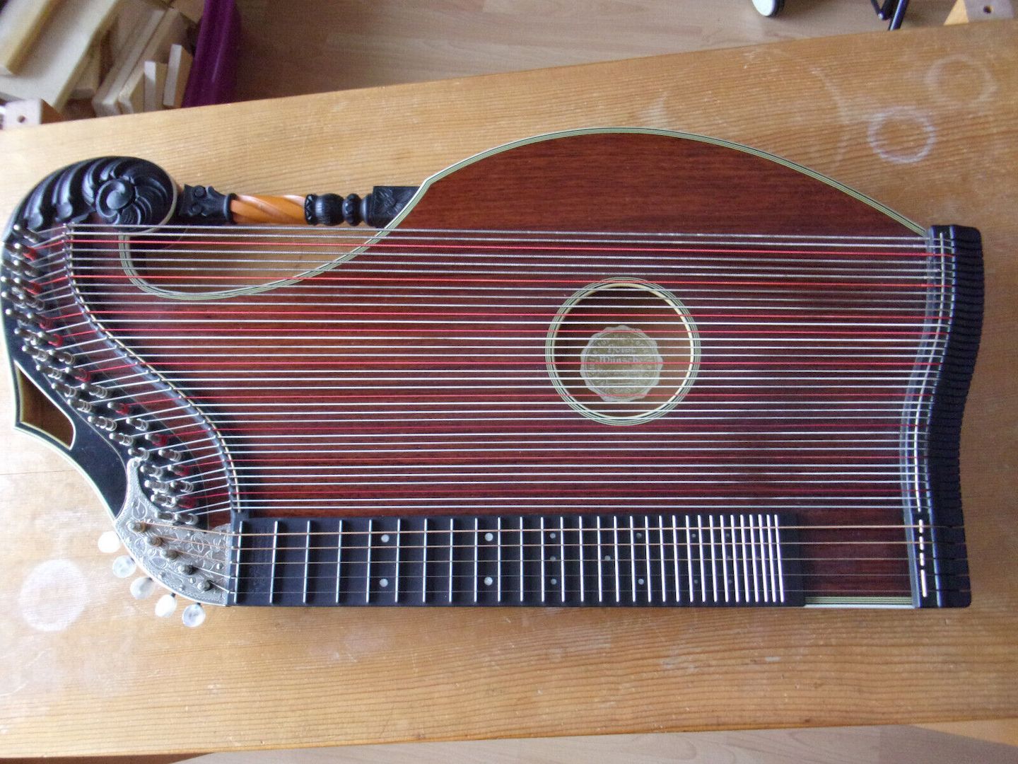 Wünsche Harfenzither, 40-saitig, Griffbrett neu