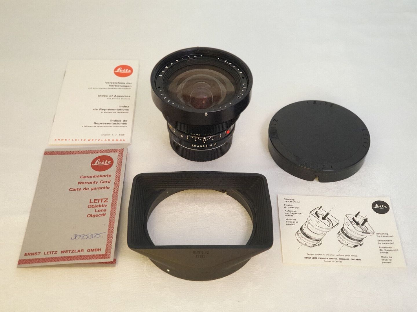 Leica Elmarit-R 2.8/19mm 11225 mit Gegenlichtblende 12546, 1. Hand, Leitz, TOP