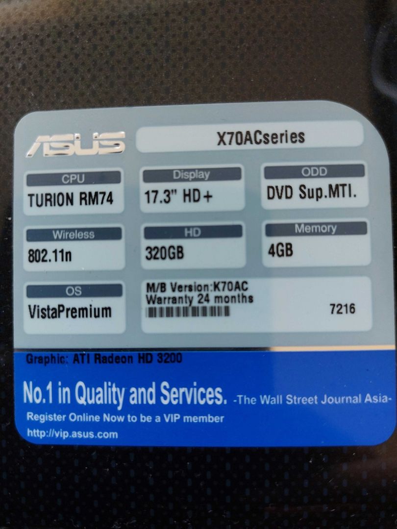 17" Laptop ASUS X70K