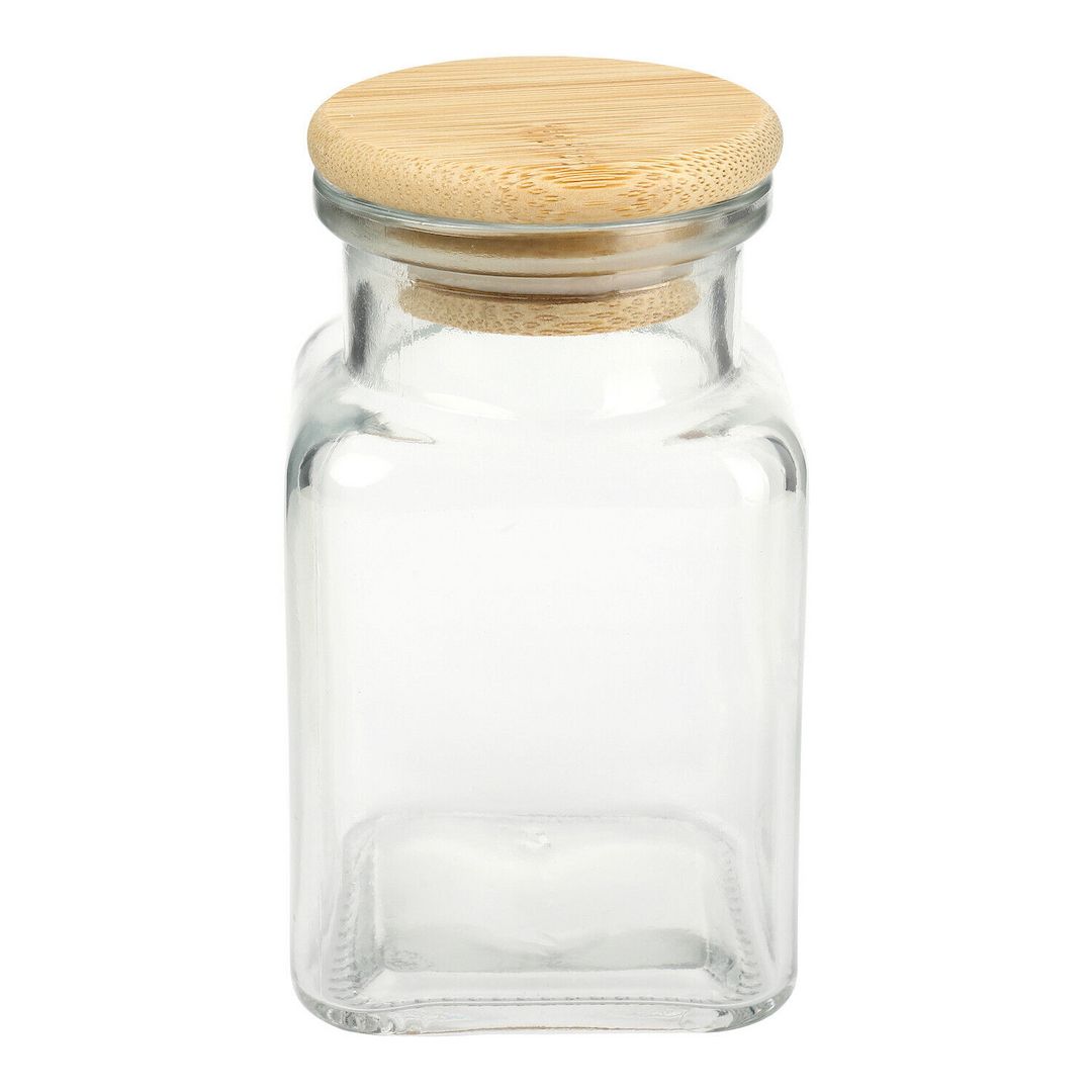 Gewürzgläser 150 ml quadratisch 5,5 x 5,5 x 10 cm mit Bambus Verschluss