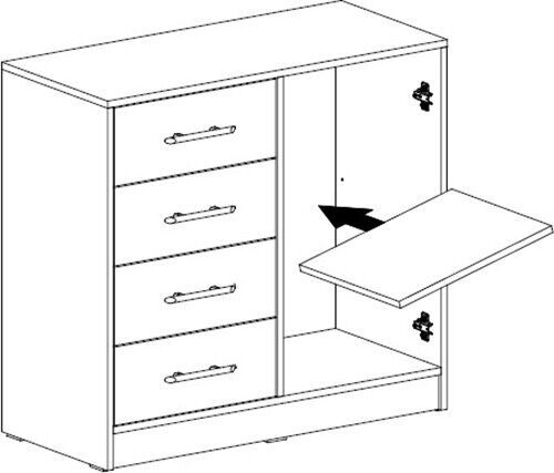 Kommode SMART SRK2 mit 4 Schubladen und 1 Tür laminierte Platte Breite 90cm
