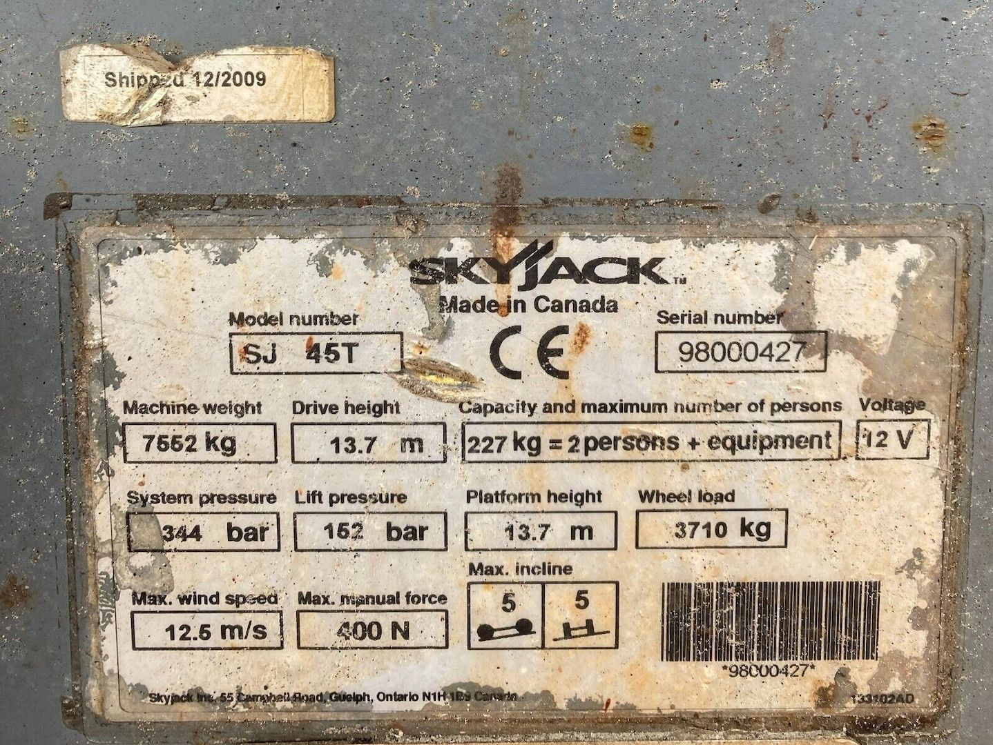 SKYJACK SJ 45T 16M 4X4 TELESKOP ARBEITSBÜHNE BJ. 2009