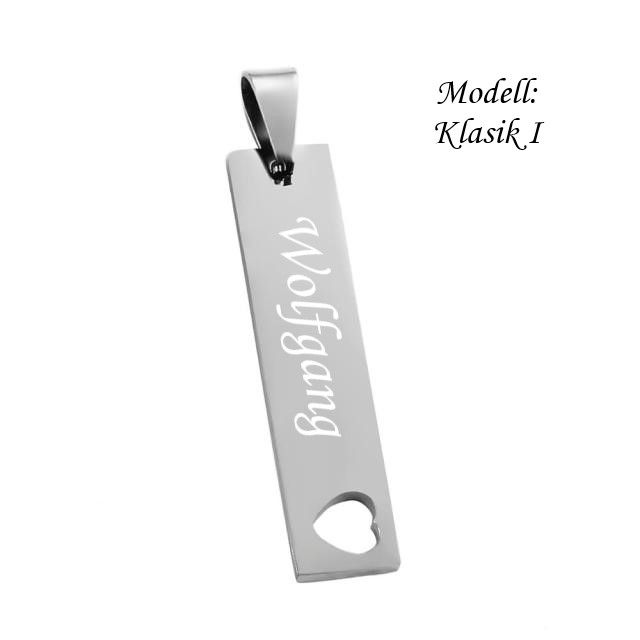 Halslederkette mit  Edelstahlanhänger „Klassik“personalisiert