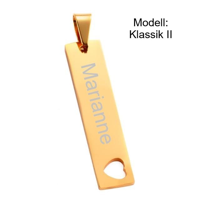 Halslederkette mit  Edelstahlanhänger „Klassik“personalisiert