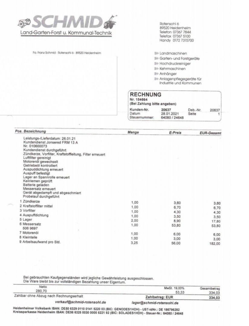 Aufsitzmäher Jonsered FRM 13 A - baugleich Husqvarna Rider, Mähwerk Bioclip 85