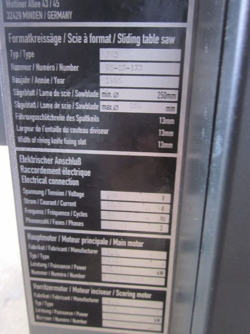 Formatkreissäge Altendorf F45 POSIT  280cm Vorritzer  auto. Parallelanschlag