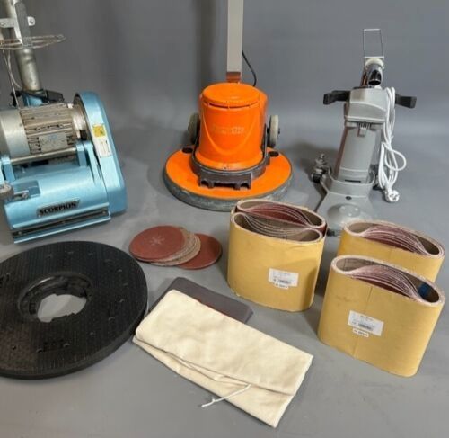Künzle & Tasin Parkettschleifmaschinen Skorpion + RSM 150 + Numatic HFM Teller+