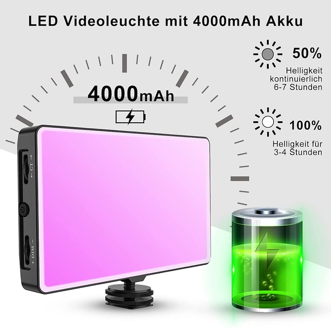 Videolicht LED RGB 4000mAh Typ-C | unbenutzt in Verpackung mit Garantie