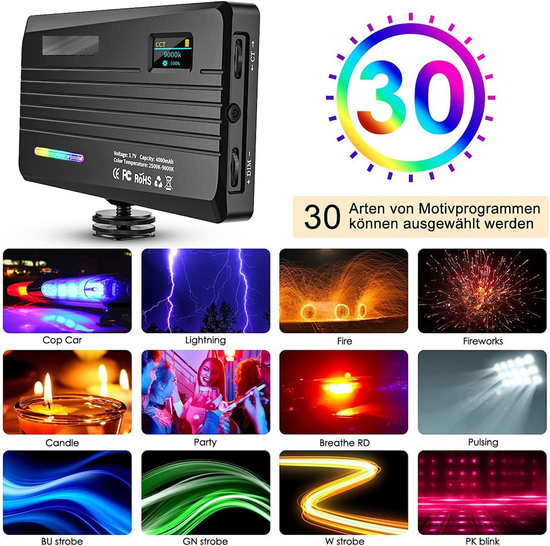 Videolicht LED RGB 4000mAh Typ-C | unbenutzt in Verpackung mit Garantie