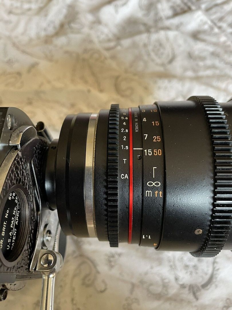 Bolex H16 Rex 5 + Adapter Canon EF + Rokinon Cine 85mm