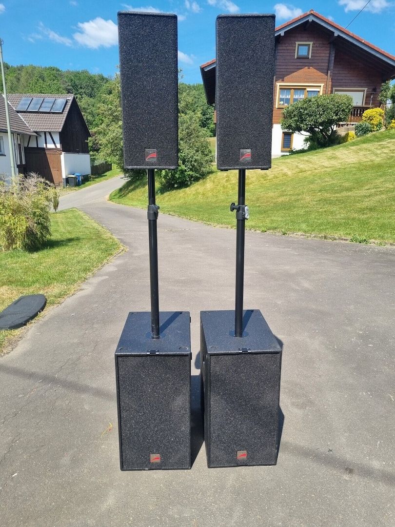 Audio Zenit PA-Anlage Neolite 2x NLW212A 2x NL208 mit Stangen, Kabel, Cover