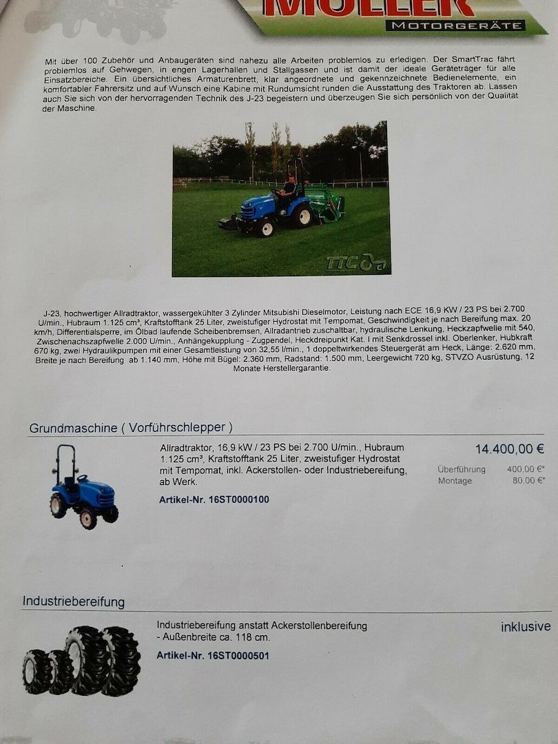 Kleintraktor Kommunaltraktor Allradtraktor L&S J 23 PS Hydrostat 84 Bh