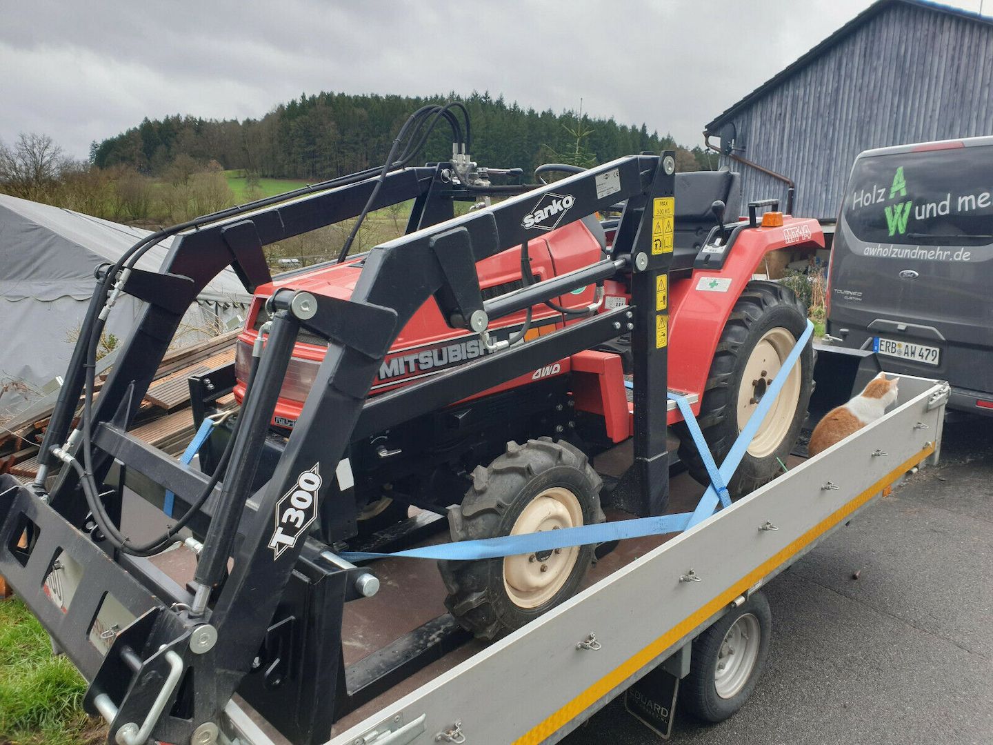 Kleintraktor, Schmalspurtraktor Mitsubishi M14D Frontlader Schaufel Paletten gab