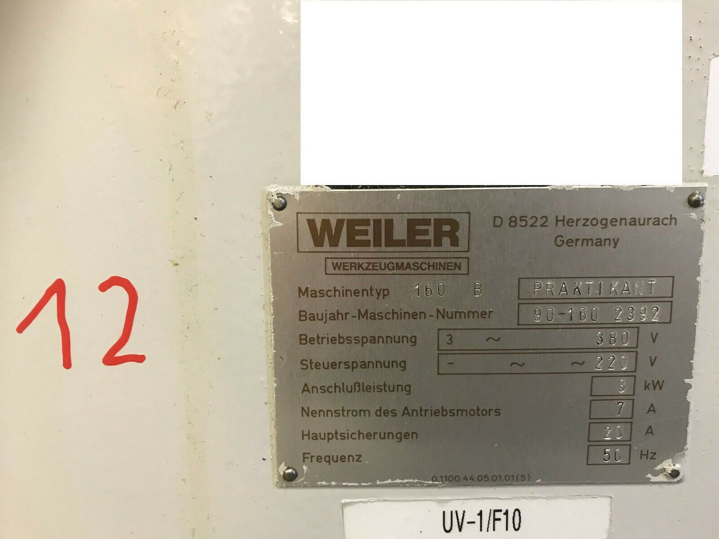 Leit und Zugspindeldrehmaschine Weiler Praktikant 160B