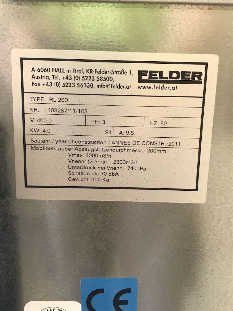 Mobilentstauber, Reinluftabsauganlage Felder RL200