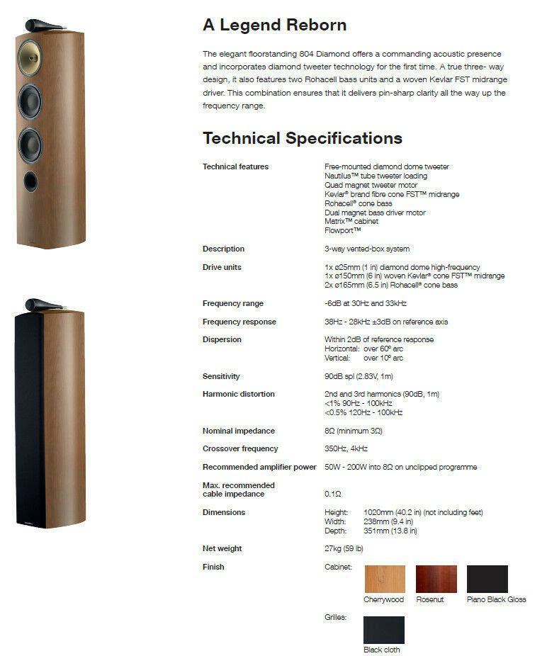 B&W Bowers & Wilkins HiFi Lautsprecher Paar 804 Diamond schwarz hochglanz